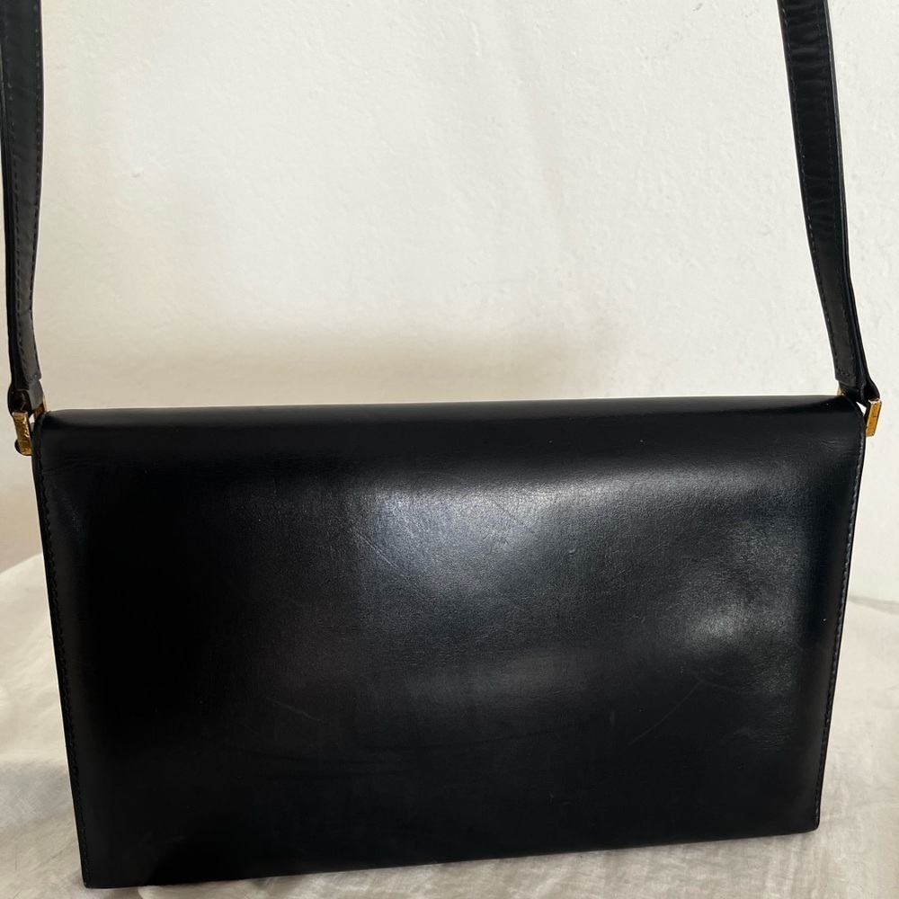 Rare Vintage Gucci Shoulder Clutch Bag Black Leather 1970s - Picture 4 of 17